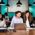 Business team in co-working creative space