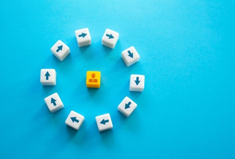 A person in the vicious circle of everyday life. Endless movement without any changes.