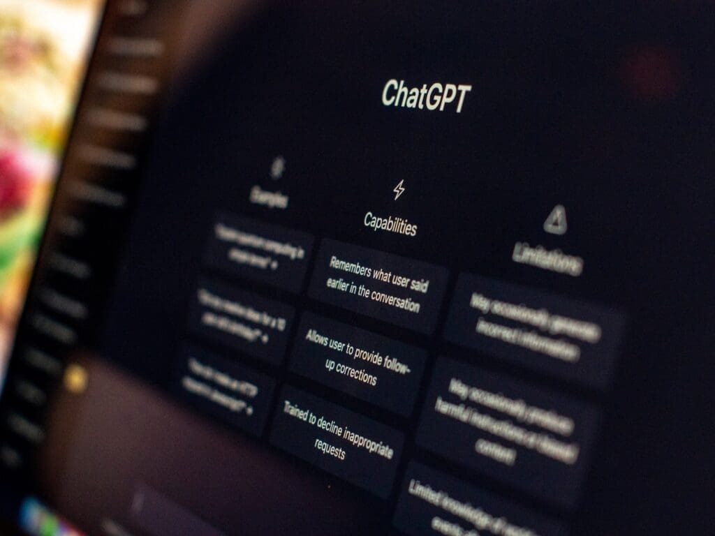 a close up of a computer screen with AI a menu on it