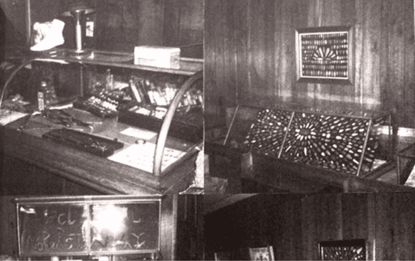 Display cases in Dr. Hay’s office. Conspicuously missing is the glass case holding his first amputation, preserved for posterity.