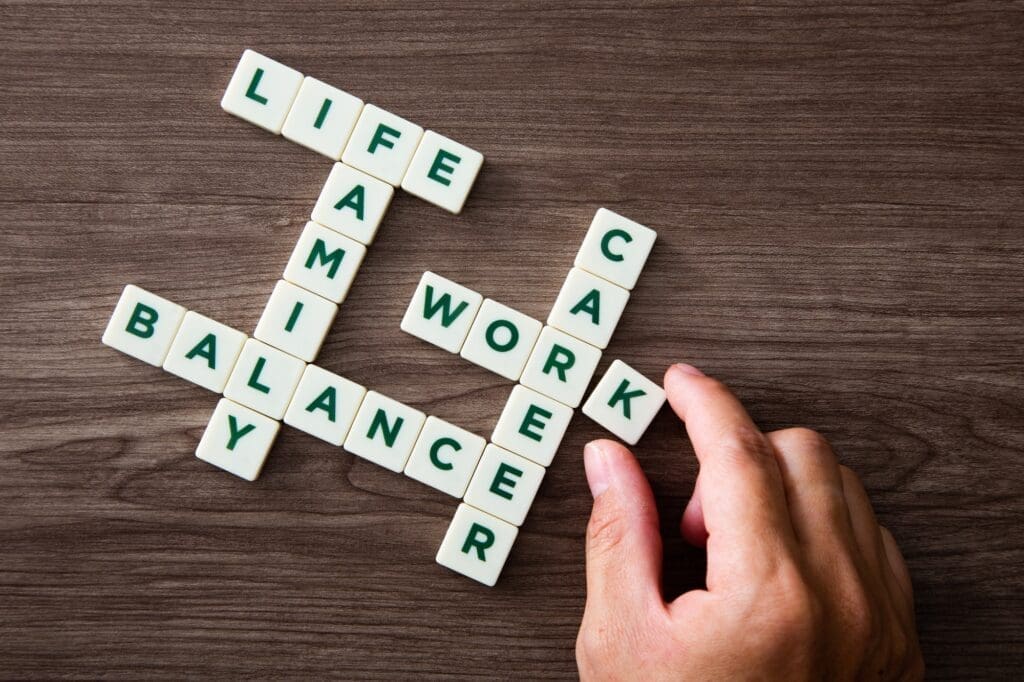 Mindfulness in leadership concept of harmony and balance between work and family