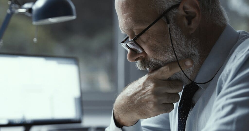 Focused business executive working in the office
