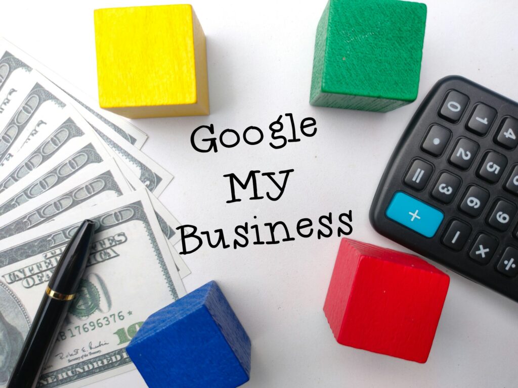 Perak,Malaysia, November 24 2022: Top view the word Google My Business on a white background. Long-Tail Keywords and low-budget advertising