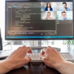 Working remotely computer personal perspective video chat