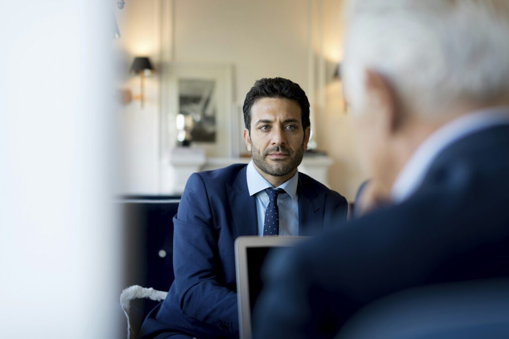 Business professionals in a serious meeting