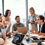 Good business idea. Inspired coworkers generating proposition for growing department's result.