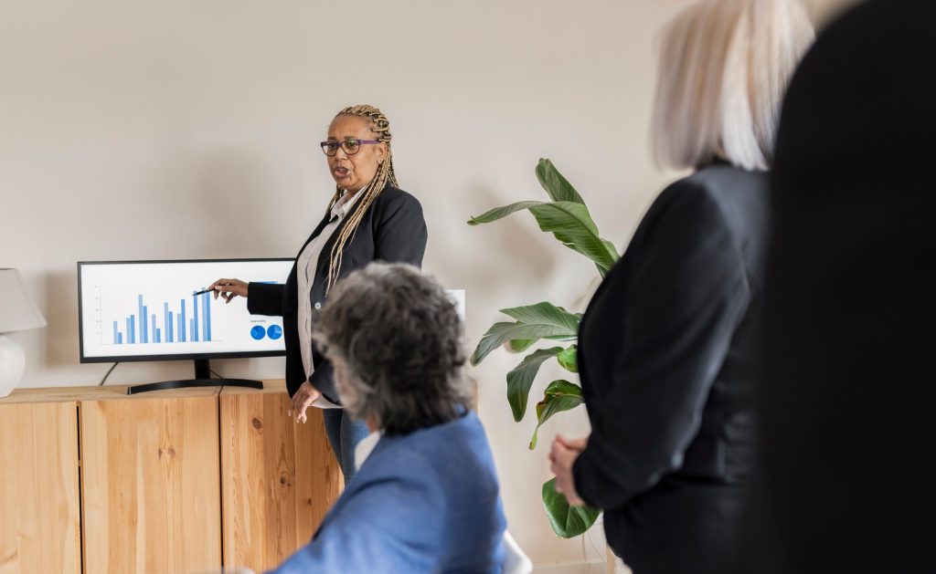 Expert Businesswoman Leading a Data Analysis Session