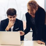Businessman leader in marketing coaching interested business people
