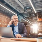 Founder of company enjoying good working day