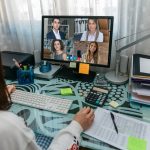 Woman on video conference work meeting